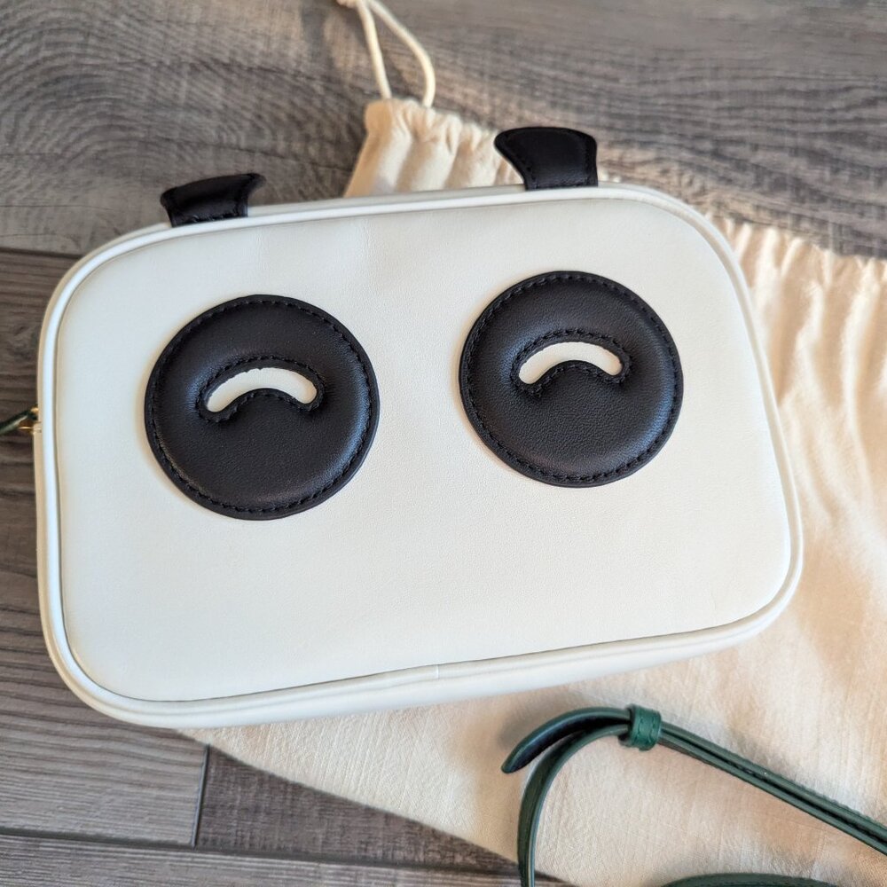 Songmont Leather Panda Small Crossbody Bag Animal Vintage Unique Black White - Picture 8 of 15